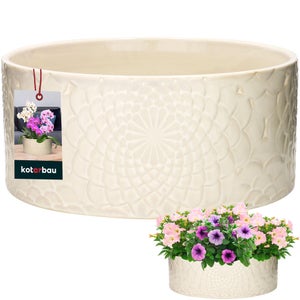 Pots De Fleurs En Céramique KOTARBAU - Lot De 2, Diamètre 13 Cm, Couleur Doré, Design Géométrique Moderne