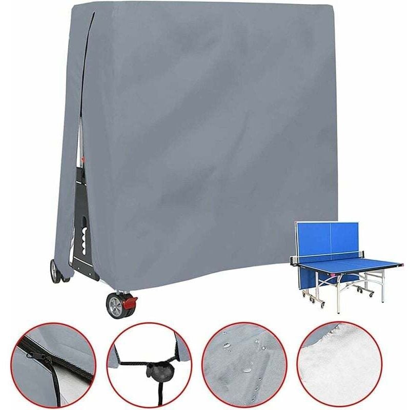 Housse pour Table De Ping Pong, Étanche Résistance Au Vent Anti-UV Robuste Tissu Oxford Bâche De Protection De Table avec Fermeture À Glissière - 2