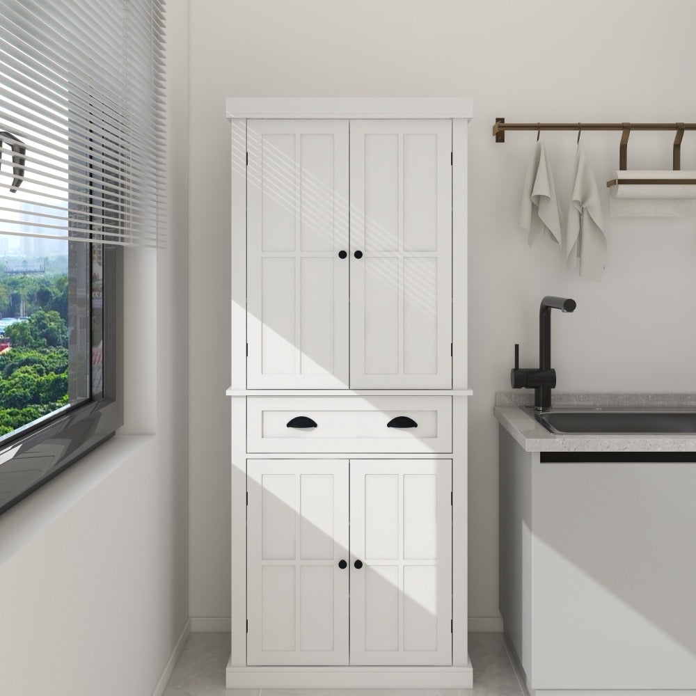 Armoire murale blanche avec portes,étagères ajustables et compartiment ouvert - Pour salle de bain ou cuisine - 40 x 27 x 77 cm - Montage mural | Leroy Merlin Armoire murale blanche avec portes,étagères ajustables et compartiment ouvert - Pour salle de bain ou cuisine - 40 x 27 x 77 cm - Montage mural | Leroy Merlin