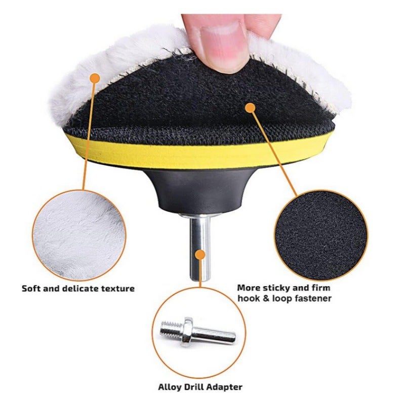80mm Tampon Polissage En Laine, 7 Pièces Disque De Polissage, Pour Le Polissage Et Le Cirage De Voiture, Avec M10 Adaptateur De Perceuse - 3