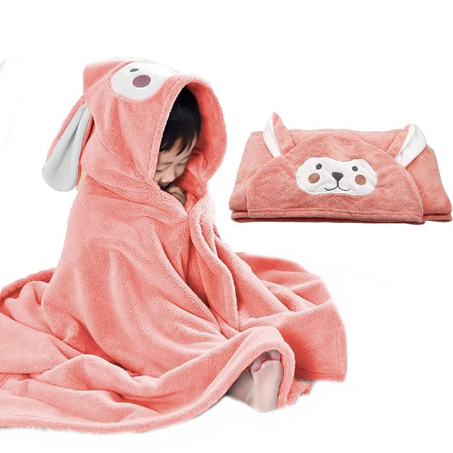 Serviette de bain pour bébé, peignoir ultra absorbant, serviette à capuche ultra douce, couverture pour tout-petits garçons et filles (rose)