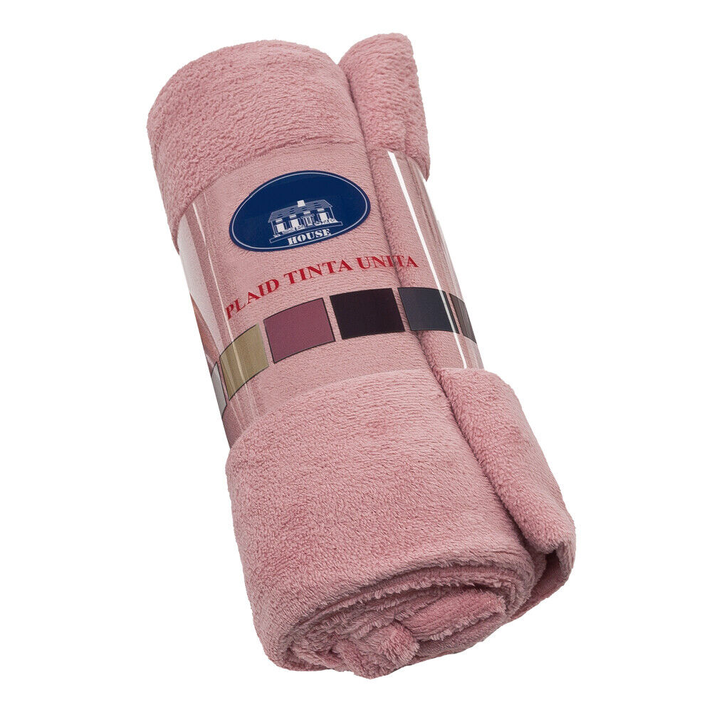Manta suave plaid aterciopelada tela polar lisa envolvente sofá cama sillón 160x210 cm rosado