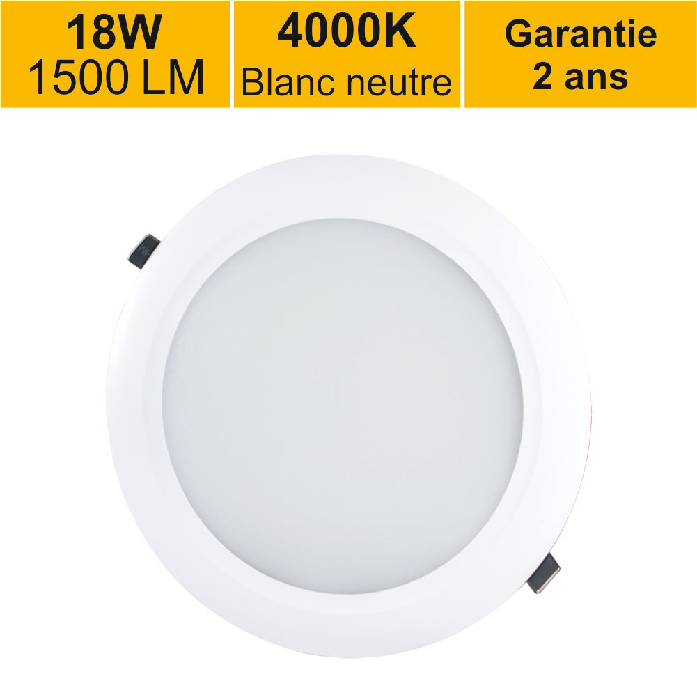 Panneaux LED rond downlight 18W 1500 LM 4000K - garantie 2 ans | Leroy ...