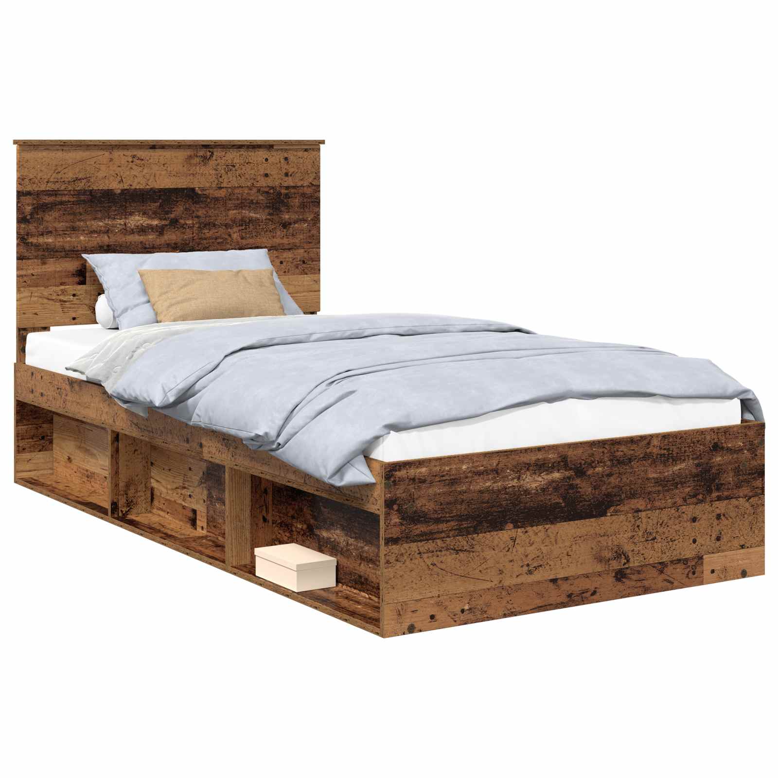 Cadre de lit en bois de pin massif bois ancien pour la chambre, 100 × 200 cm - 2