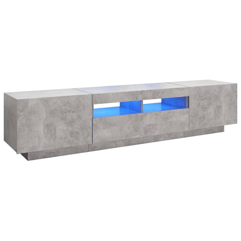Meuble TV avec lumières LED Gris béton 180x35x40 cm - 2