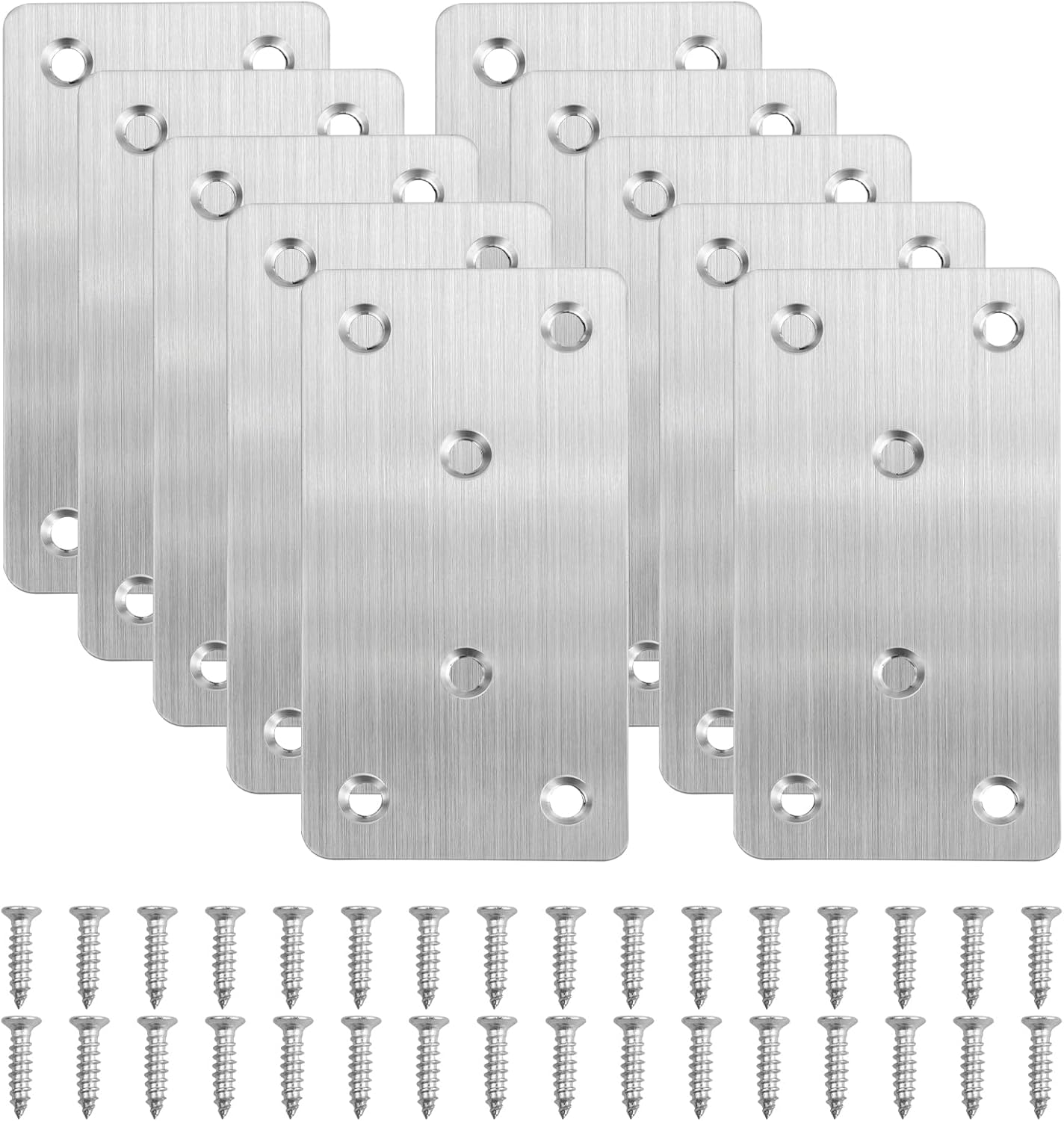 10 sztuk płaskich łączników ze stali nierdzewnej 100x50x2 mm, płytki perforowane, płaskie płytki naprawcze, płytki kątowe montażowe
