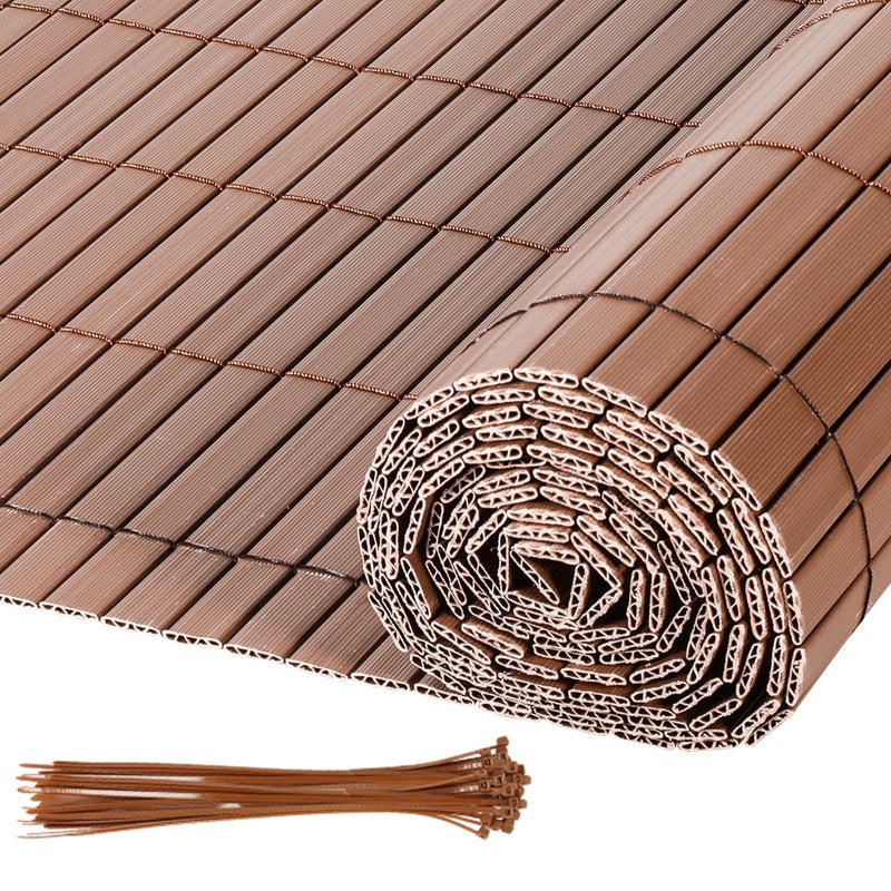 Siatka z trzciny PCV do ogrodu, balkonu, tarasu, ogrodzenia przeciwwiatrowego, markizy balkonowej, brązowej, 100 x 1000 cm