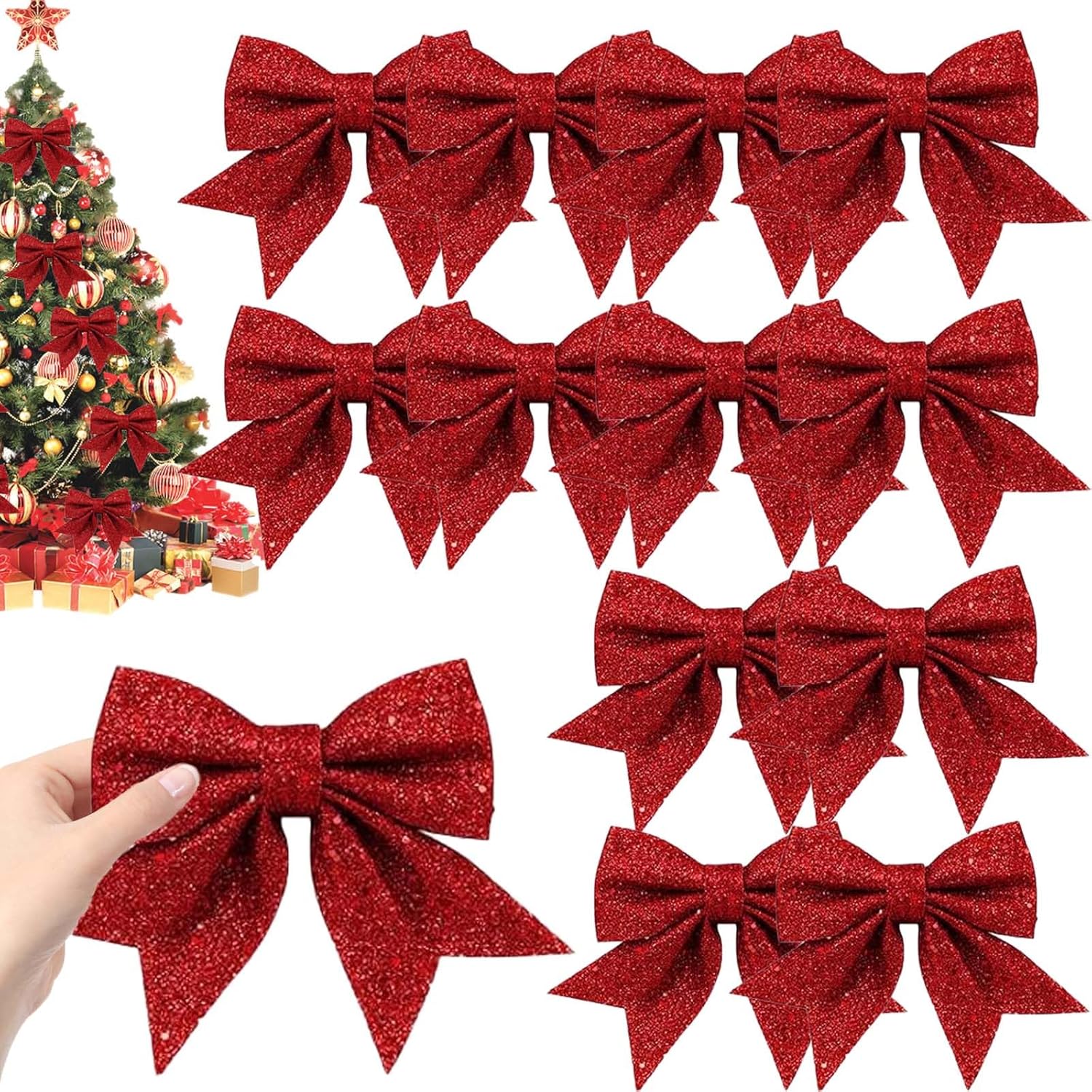 Nœuds De Décoration En Velours Bleu Marine Pour Sapin De Noël – Lot De 12 Pièces