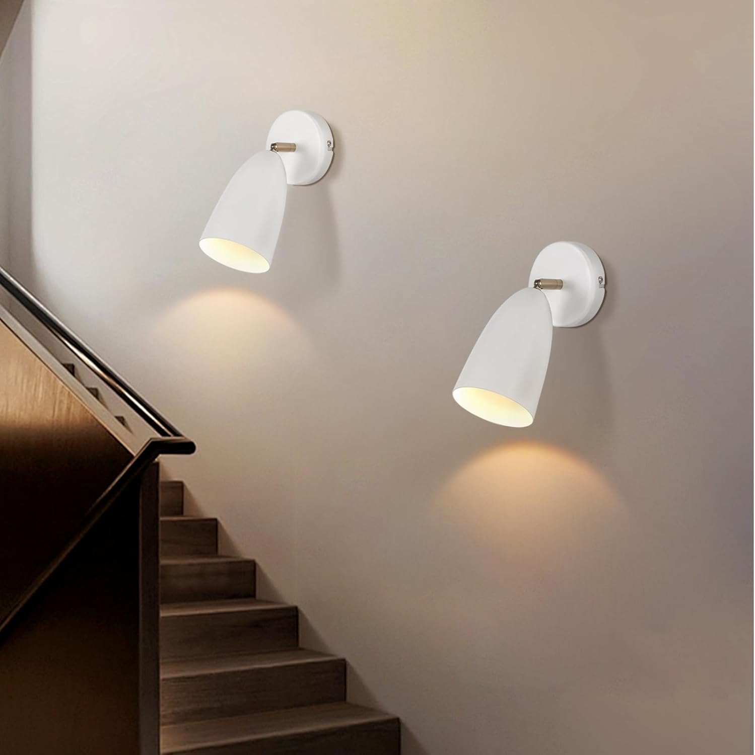 NETTLIFE 2 x Biała lampa ścienna do wnętrz - Vintage Retro sypialniana lampa ścienna GU10