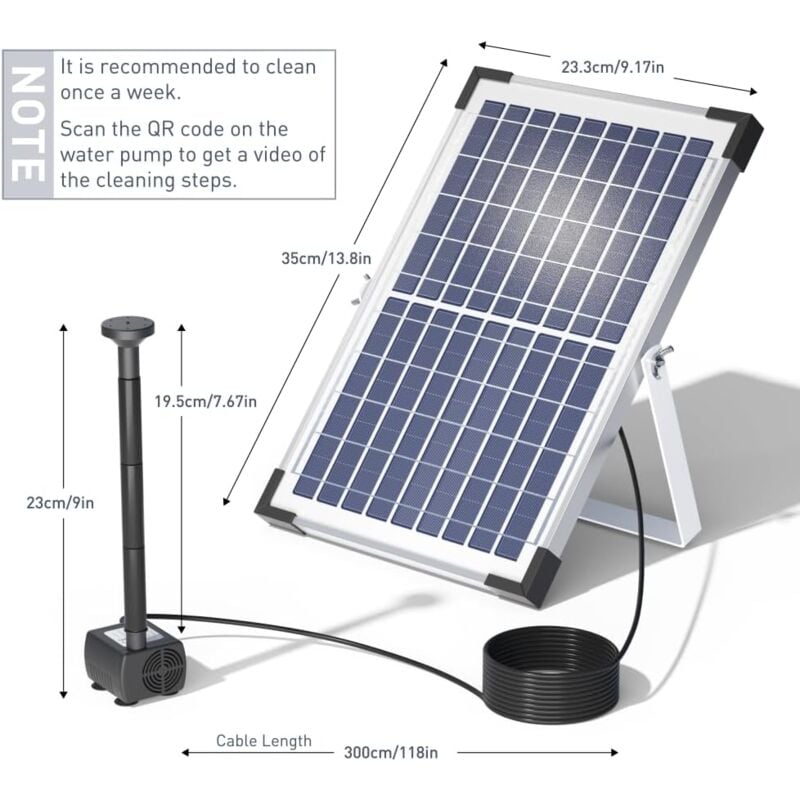 Pompe de Fontaine Solaire 18V/10W 1000L/h, Pompe à Eau Solaire, avec Grand Panneau Solaire et Buses, Circulation de l'Eau de l'Oxygène, pour Bain - 4
