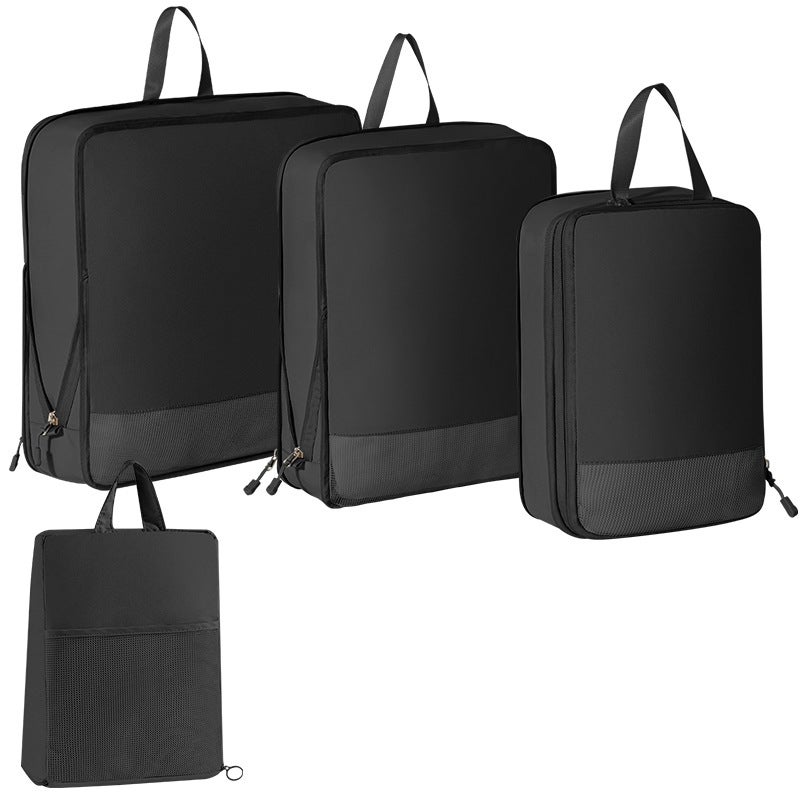 Set 3 Cubi Da Imballaggio A Compressione | Organizer Da Viaggio Ultraleggero Per Valigia - Grigio