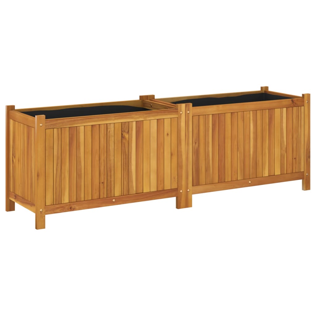 Jardinière avec doublure 153 x 38,5 x 50 cm en bois massif d'acacia - 7
