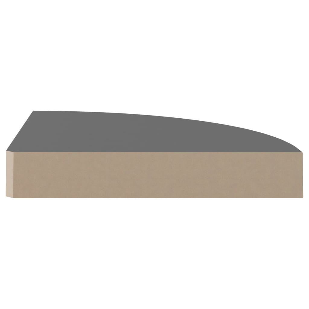 Étagère d'angle flottante Gris brillant 25x25x3,8 cm MDF - 5