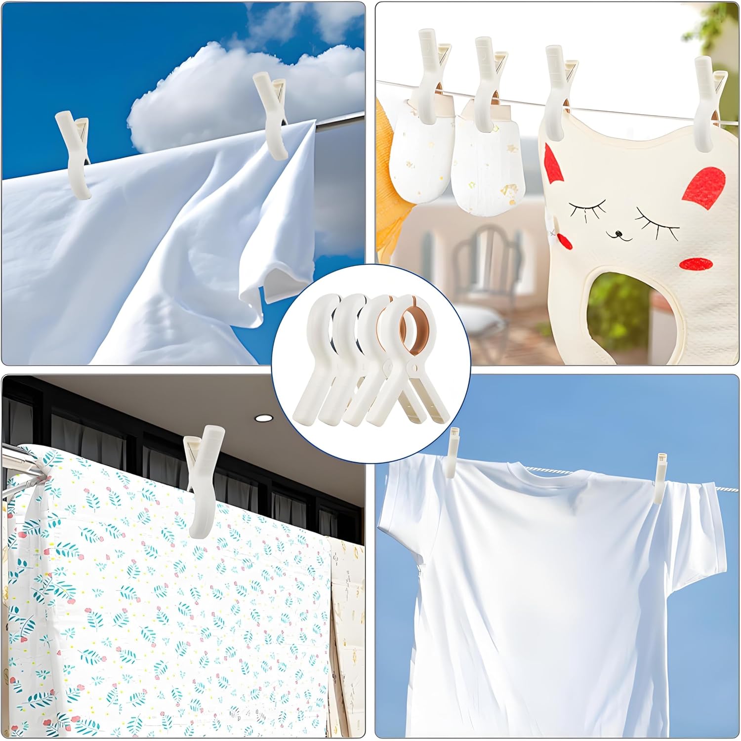 8 grandes pinces à linge, pinces à serviettes, pinces à linge à forte adhérence pour transats, buanderies, plages, piscines, jardins - 6