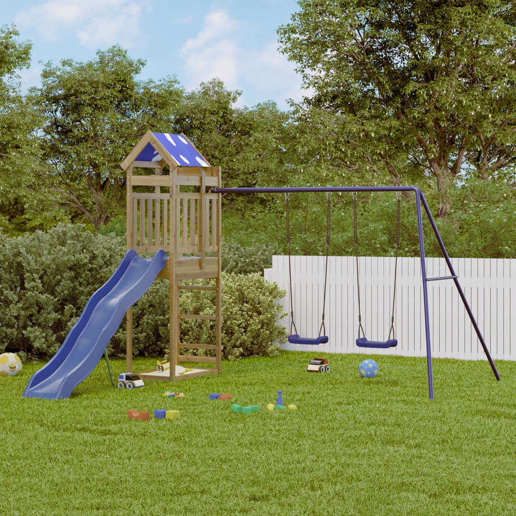 VidaXL Parque Infantil De Madera De Pino Para Exterior | Torre Con Pared De Escalada Y Arenero | Medidas 131x52.5x208 Cm