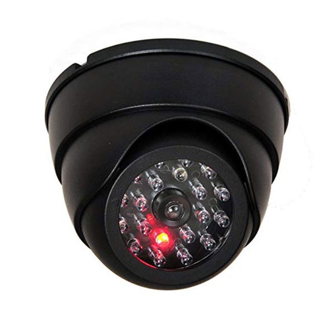Kit Di 4 Telecamere Finta A Cupola Con LED – Impermeabili IP65, Con Adesivi Di Avvertimento, Per Interni Ed Esterni