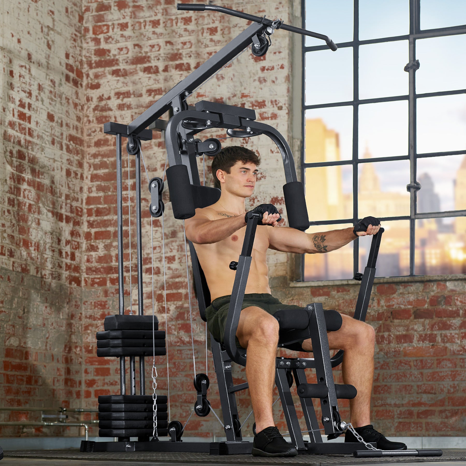Máquina Multi-estação Home Gym com módulo de bancada para agachamentos - 3