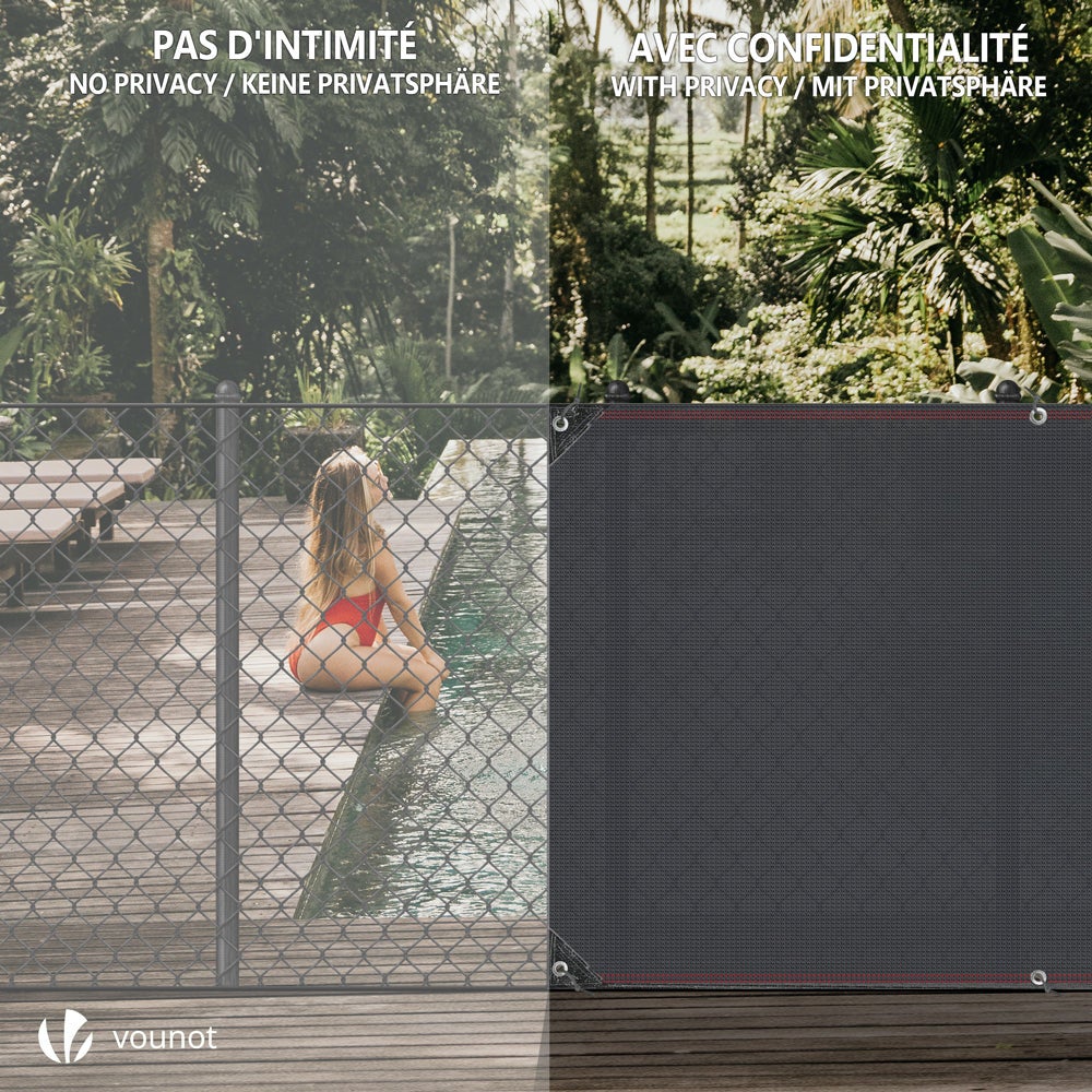 Brise vue occultant en HDPE 230g/m² 1x10m avec attaches de fixation anthracite VOUNOT® - 6