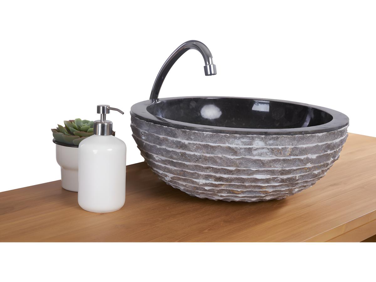 Vasque de salle de bain en marbre MUKI - Couleur grise - 7