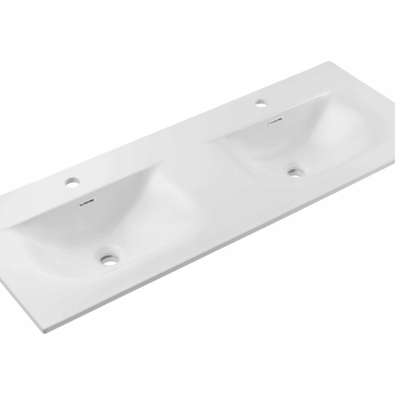 Umywalka meblowa SKY 1 120 cm biała matowa ceramika 2 misy