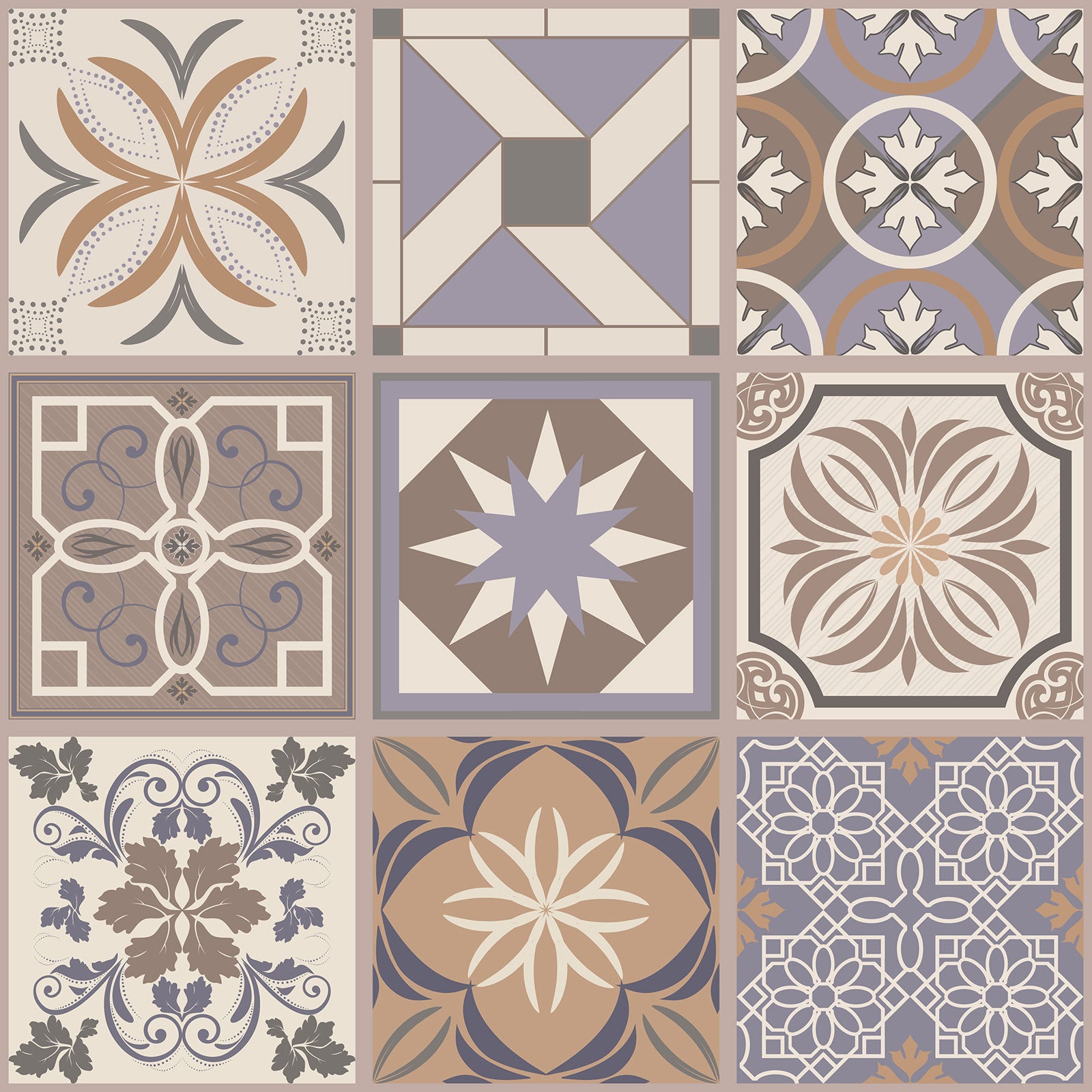 Crédence adhésive sticker décoratif pour cuisine - Effet carreaux de ciment - Adhésif BRILLANT - 60x60 cm - 2
