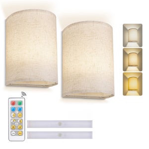 Appliques Murales LED Rechargeables Sans Fil - Lot De 2, Doré - Réglage Luminosité Et Couleur (3000K-6000K) - Télécommande, Timer - Pour Chambre, Salon