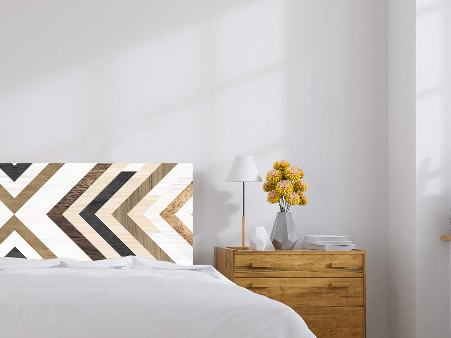 Oedim Cabecero Cama Madera Clara Líneas impreso en Forex PVC 150x60cm, cabecero Decorativo para Camas, decoración para Habitaciones - 2