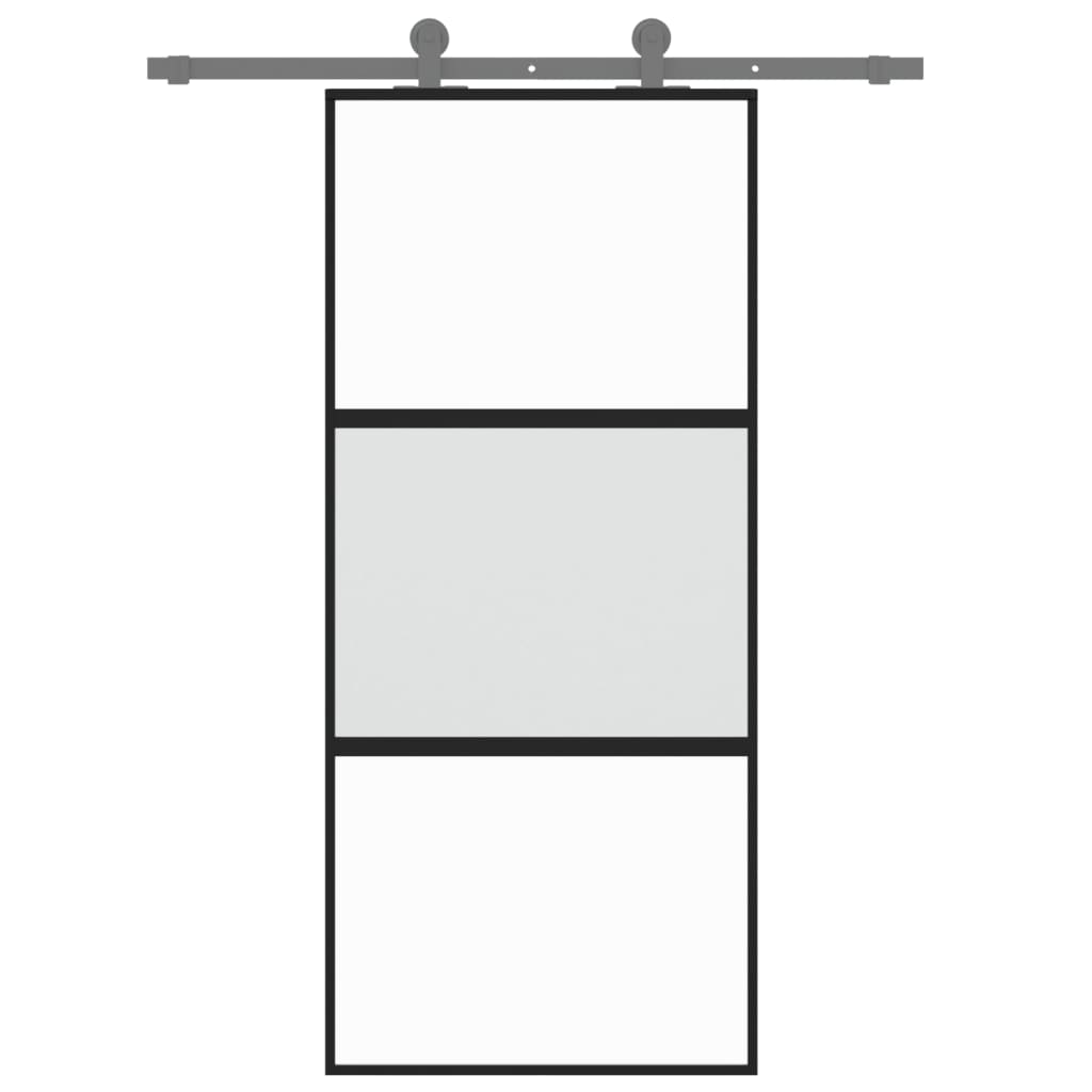 Puerta corredera | Puerta de la cocina vidrio templado y aluminio negra 90x205 cm CFW31217 - 3