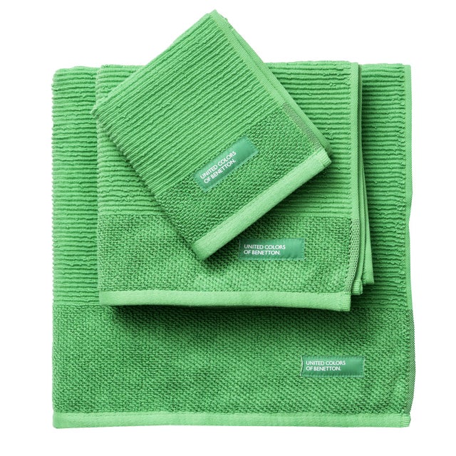 BENETTON Set 3PCS Toallas de Baño en Verde de Algodón