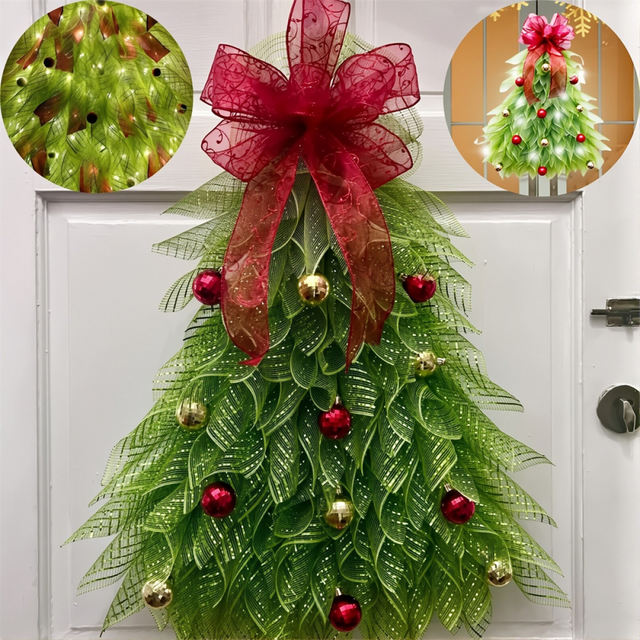 Grinalda de arco para decoração de árvore de Natal, com luzes luminosas Grinalda de árvore de Natal, para decoração de porta, cerca, janela
