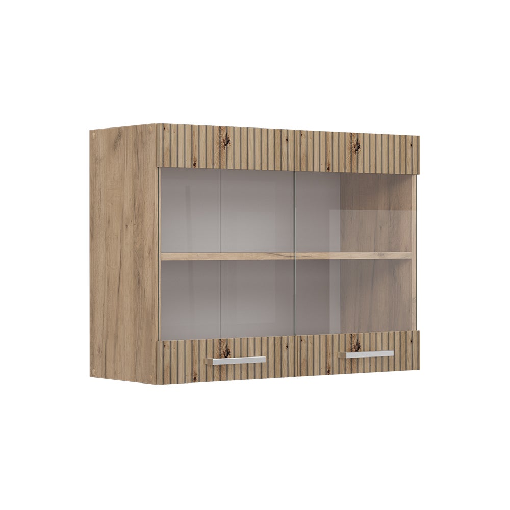 Vicco Szklana szafka kuchenna R-Line, Dąb rzemieślniczy, 80 cm