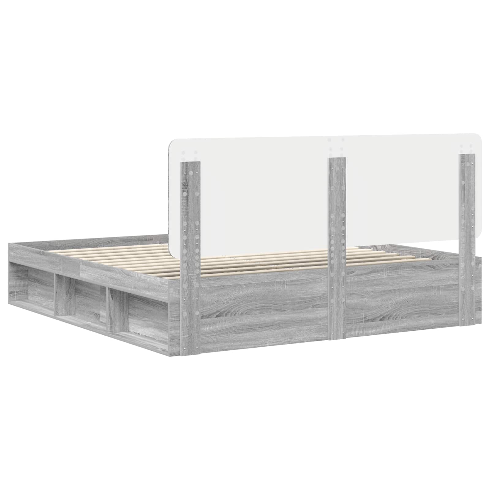 Cadre de lit gris en bois de pin massif pour la chambre, 200 × 200 cm - 9