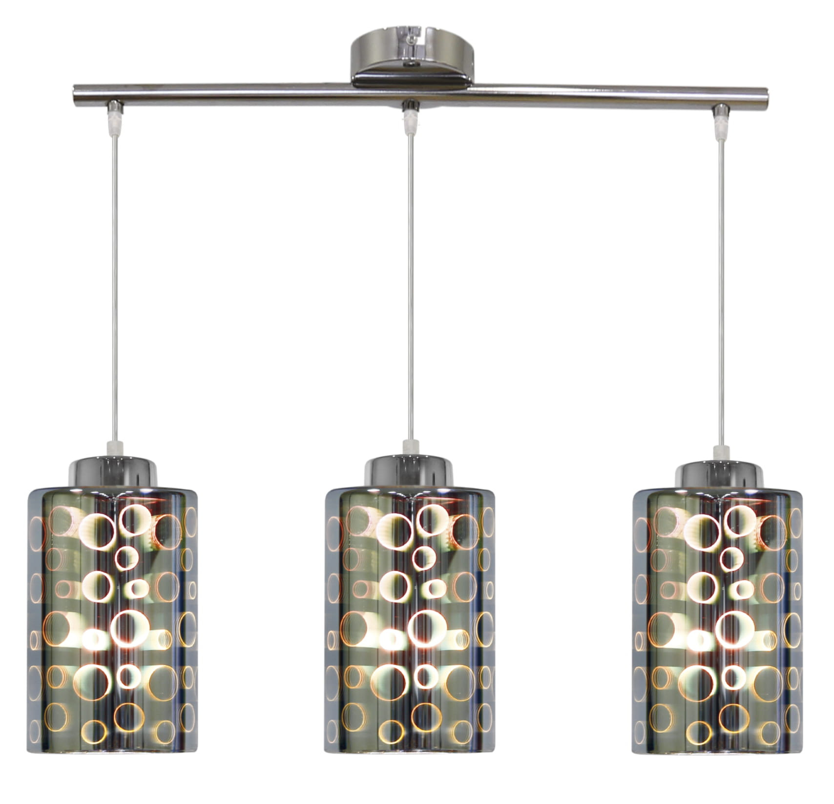 Lampa wisząca Nocturno chromowana-czarna 3xE27x40W wym: 115 x 58 x 12 cm szkło Candellux