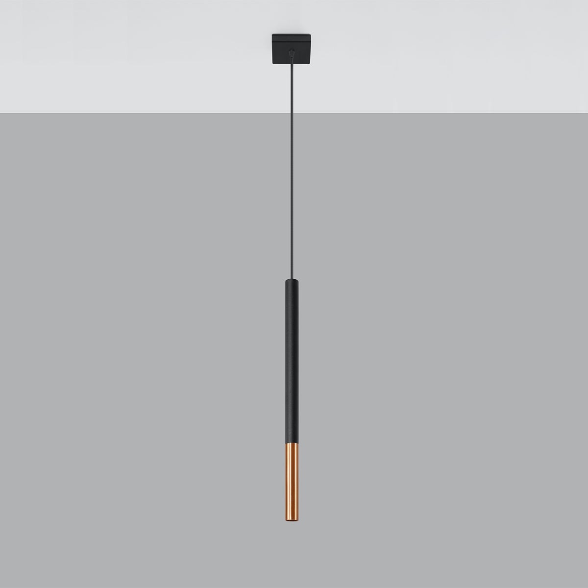 Lampa wisząca FLAR 1 czarny/miedź LED 4000K - 8x8x100cm Sollux