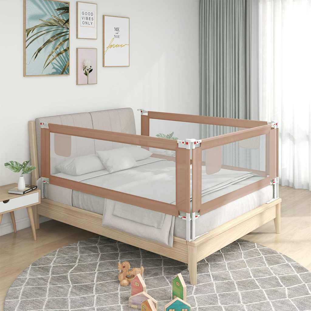 Barandilla de seguridad para cama infantil taupe 200x25 cm tela