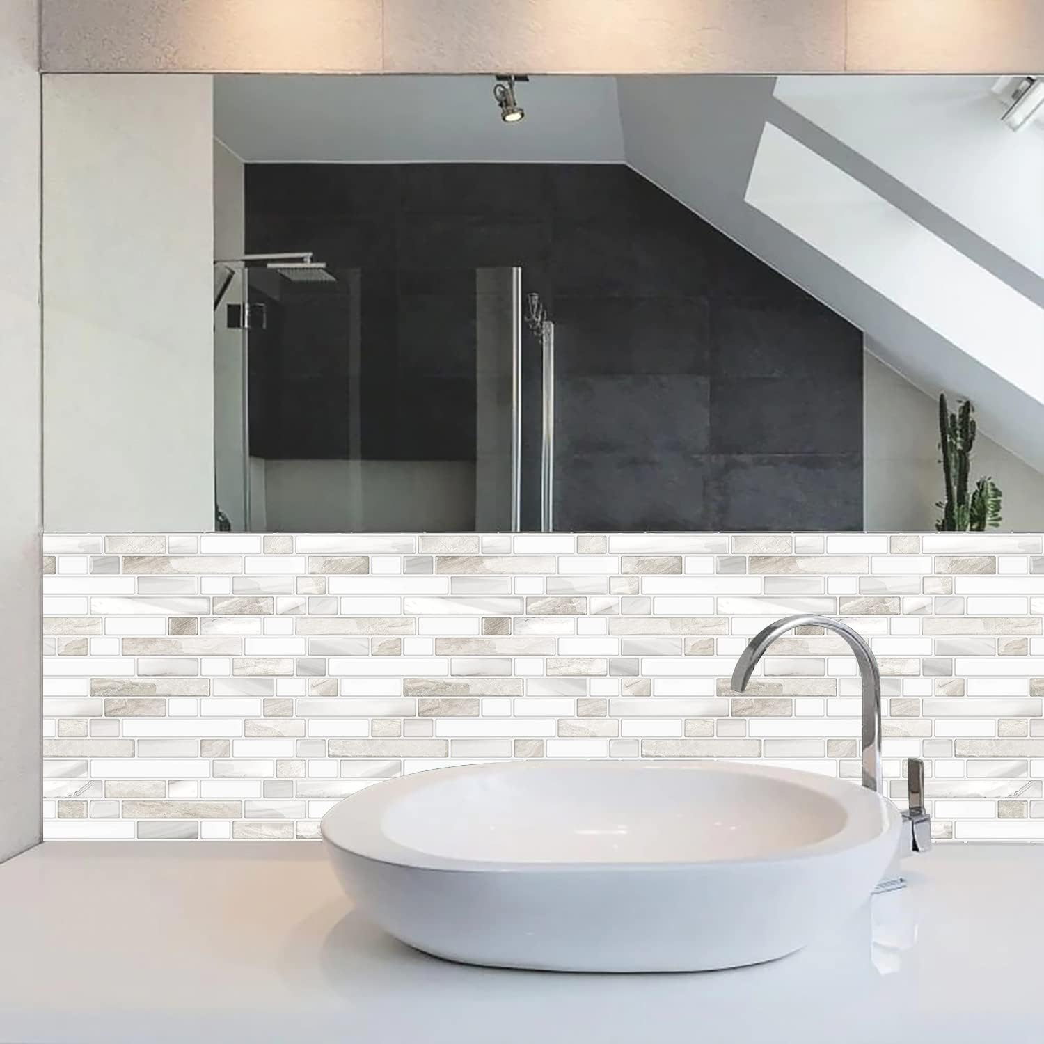 Lot de 10 carreaux autocollants 30 x 30 cm, pour crédence de cuisine et salle de bain - 6