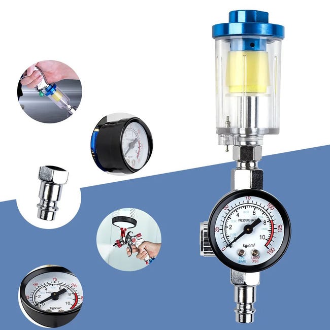 Regulator ciśnienia powietrza, regulator ciśnienia, pneumatyczny pistolet natryskowy 1/4 cala z manometrem i filtrem separatora, separator wody, komp