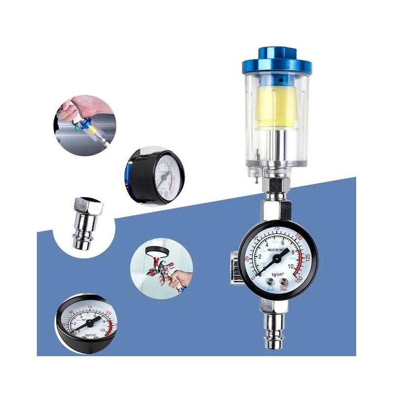 Regulator ciśnienia powietrza, regulator ciśnienia, pneumatyczny pistolet natryskowy 1/4 cala z manometrem i filtrem separatora, separator wody, komp