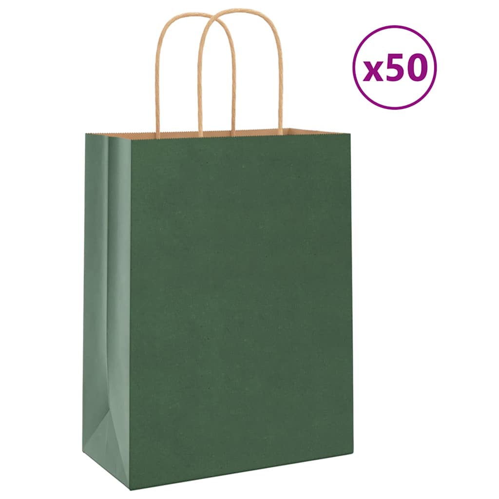 sacs-en-papier-kraft-50-pcs-sacs-kraft-avec-poign-es-vert-21x11x28-cm