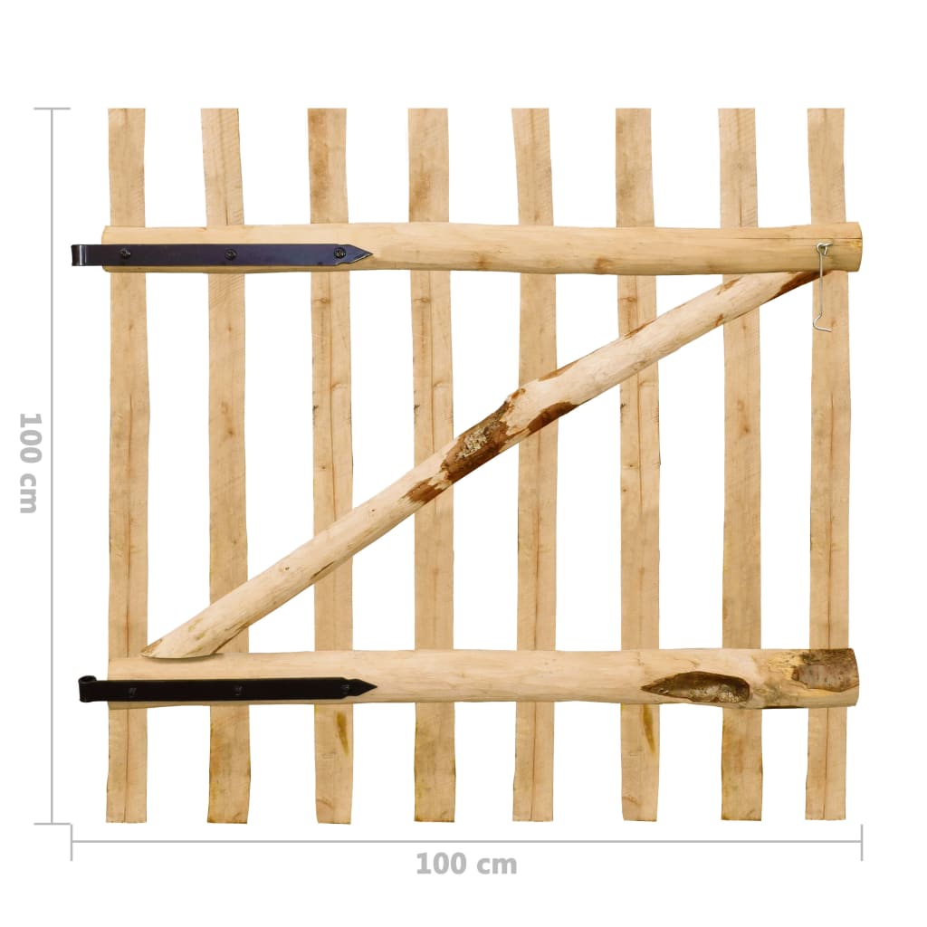 vidaXL Cancello Singolo per Recinzione in Legno di Nocciolo 100x100 cm - 7