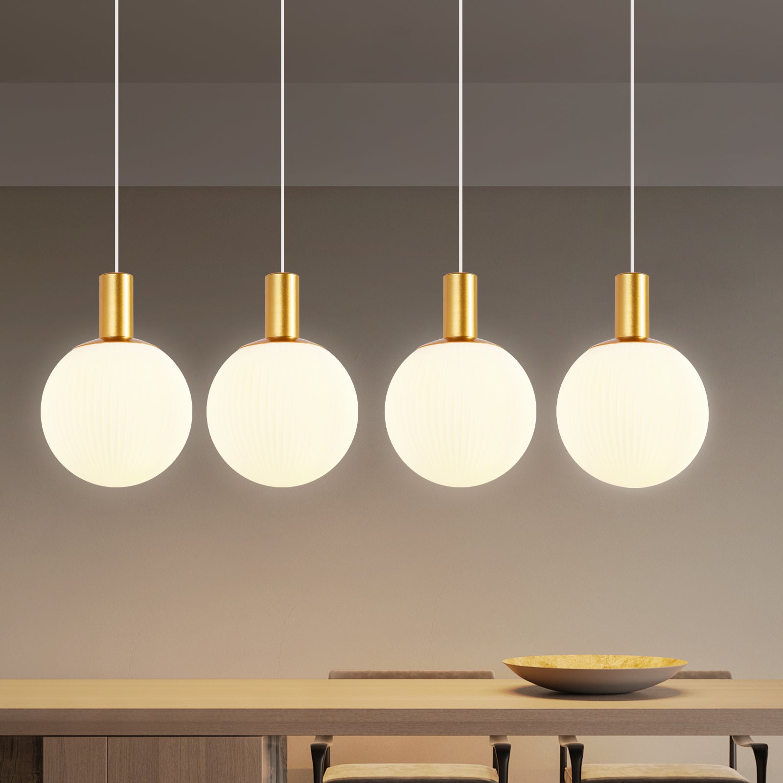 NETTLIFE Lampy wiszące szklane E27 4 światła Wisząca lampa wisząca Regulowana wysokość Nowoczesna lampa wisząca