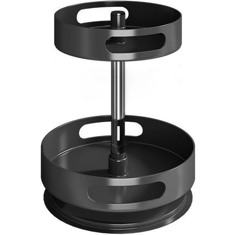 Dwupoziomowy obrotowy organizer do szafki – obrotowy stojak na przyprawy do użytku wewnątrz – metalowy obrotowy stojak na przyprawy