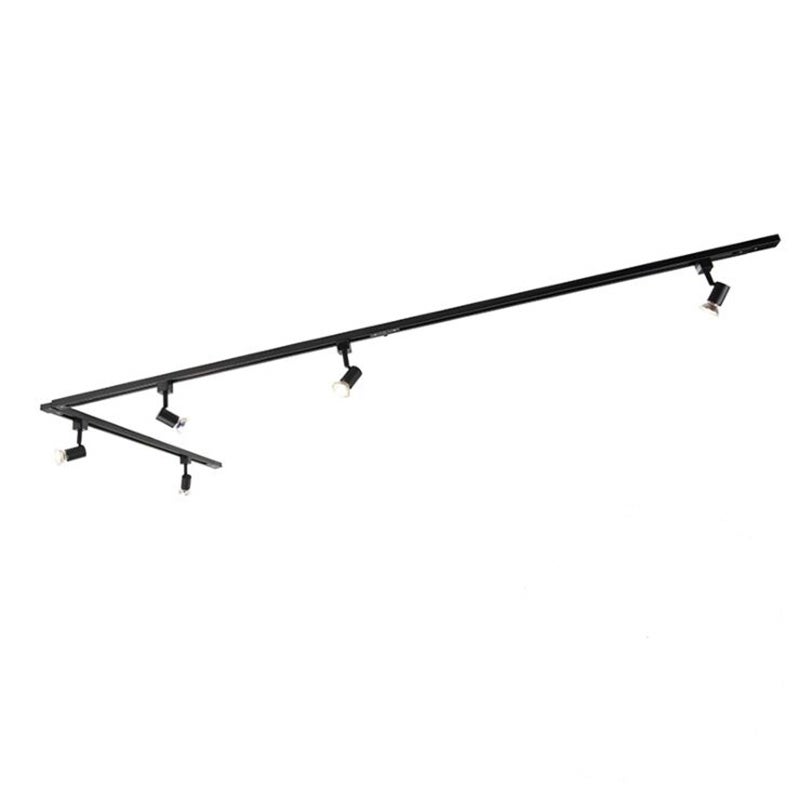 Qazqa moderno kit de iluminación de carril - iconic jeany - negro max. 50w, compatible con bombillas led, gu10 de 5 luces