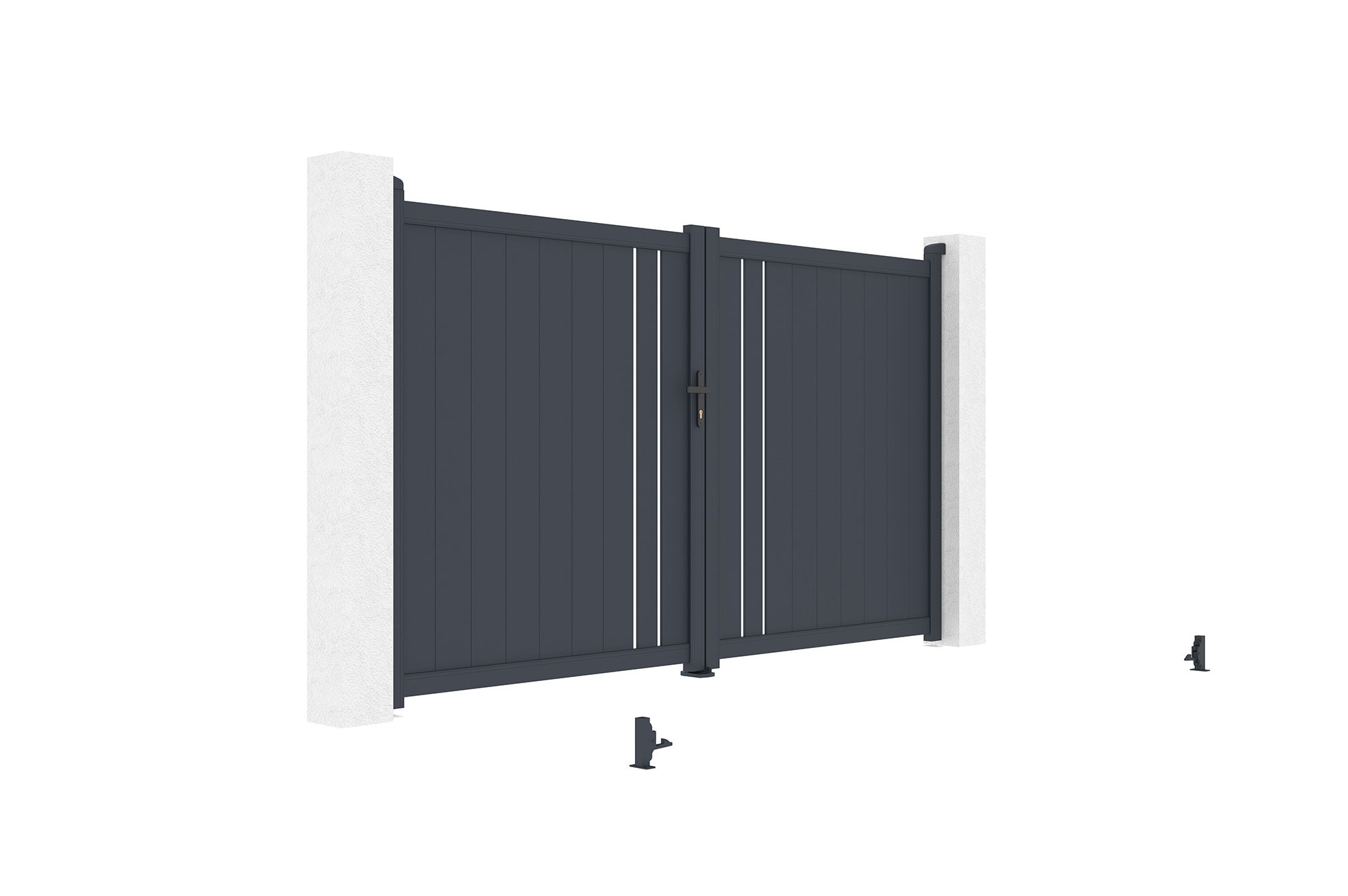 Portail battant 3m GIONA H.180 aluminium gris - 9