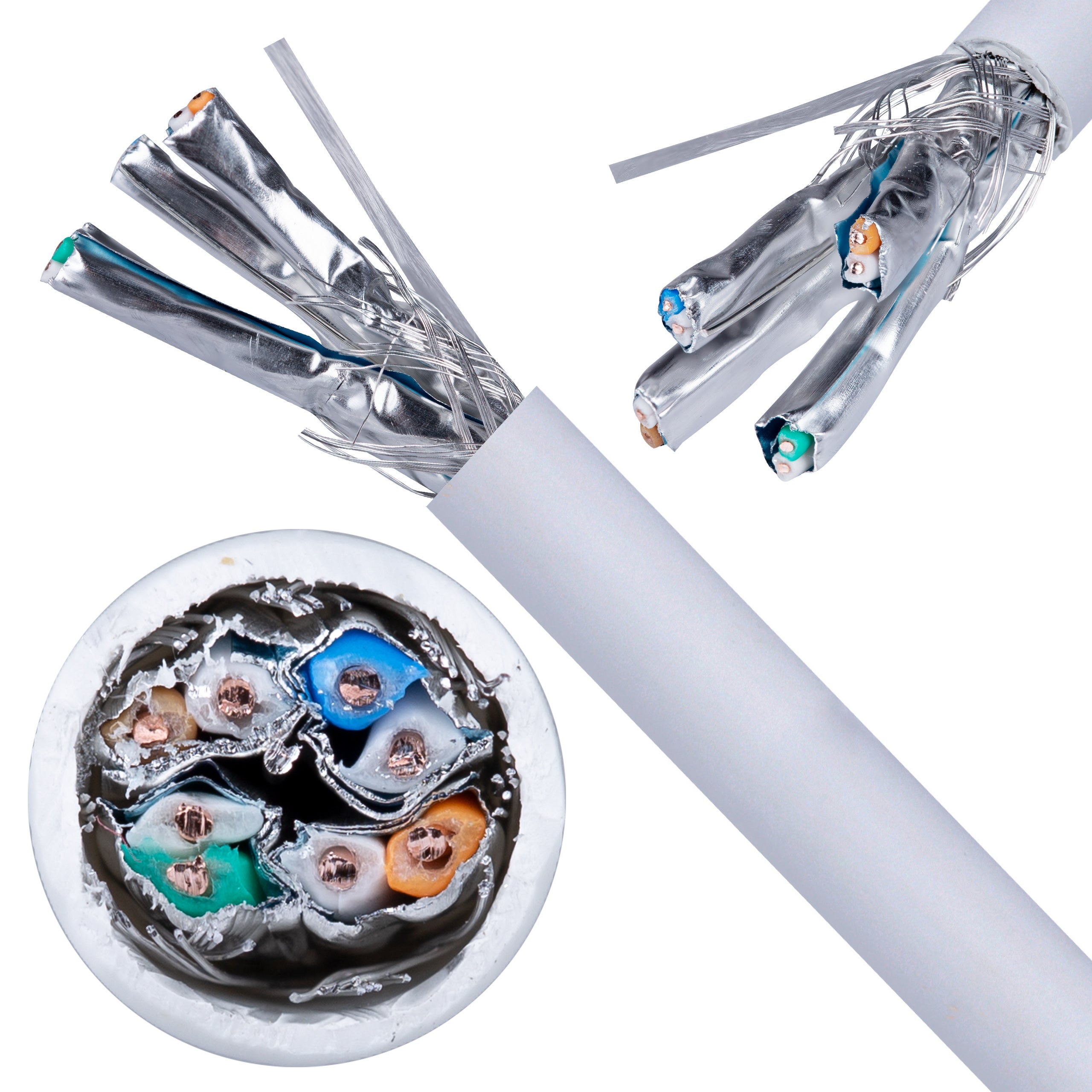 Kabel sieciowy S/FTP kat.7 skrętka 4x2x0,57mm wewnętrzny B2ca bezhalogenowy LSOH szary Alantec 500m