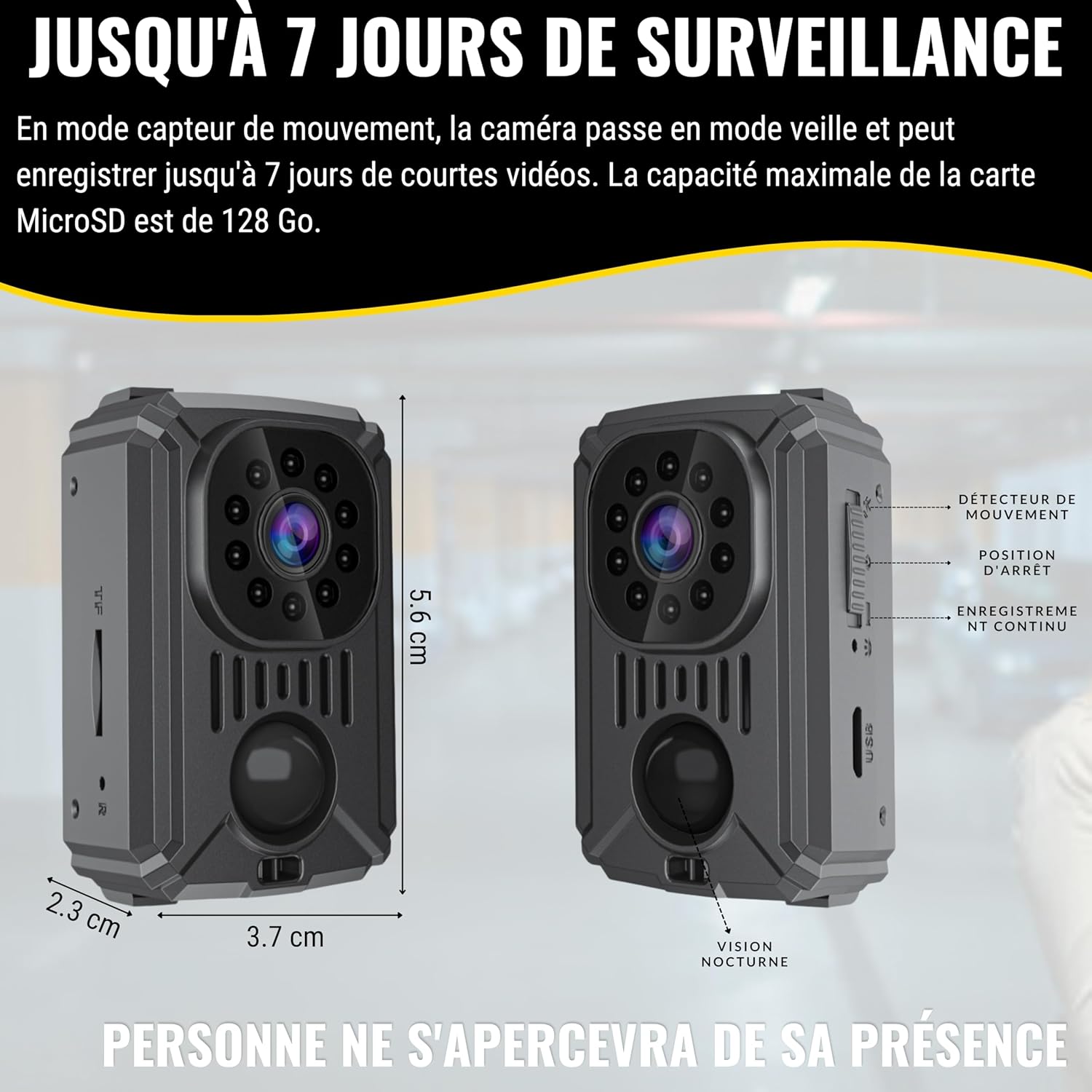 Mini caméra Espion cachée HD sans Wi-FI – Caméra de Surveillance pour Voiture avec Vision Nocturne et détection de Mouvement, Fonctionne sans Internet - 4