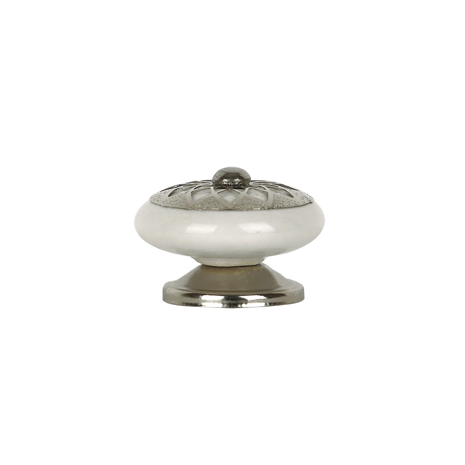 Bouton de meuble SEQUIN, Porcelaine blanc argent Ø35 mm - 5