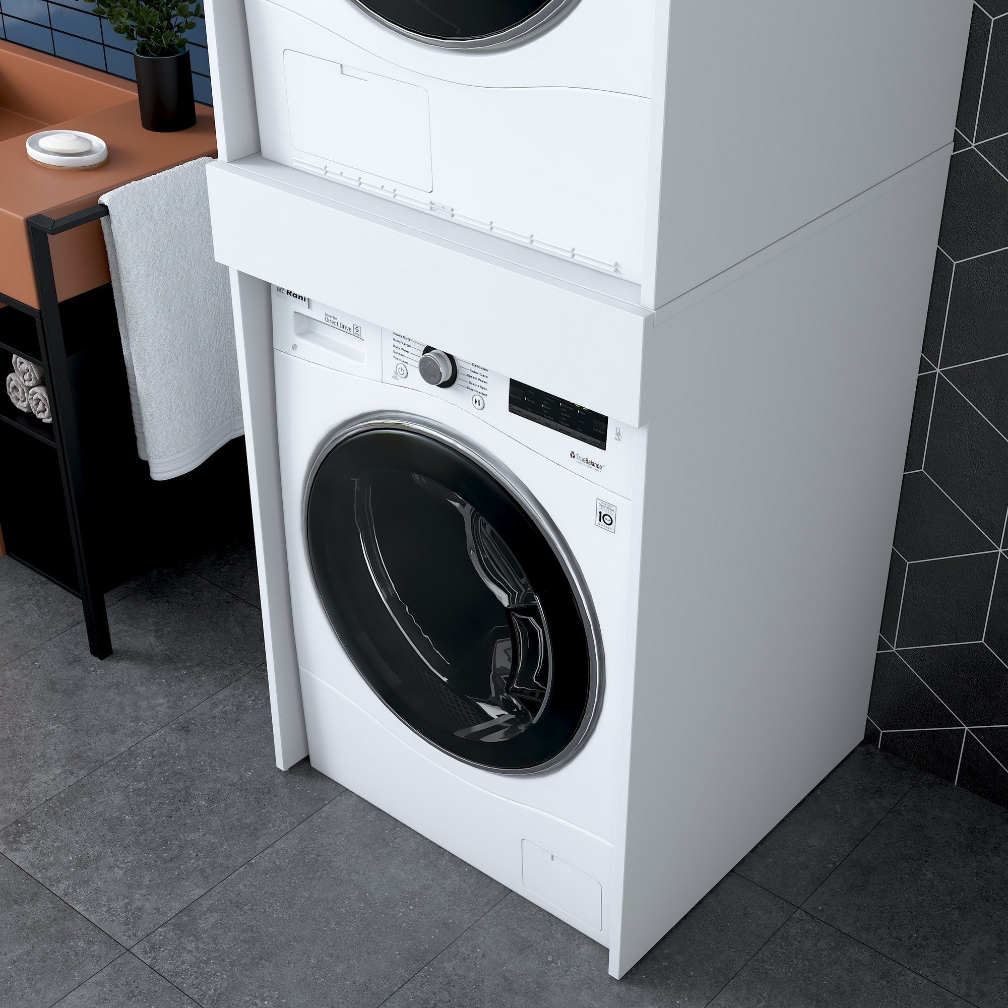 Mueble lavadora secadora KD113-3856 Blanco 66 6x189x65 cm - 6