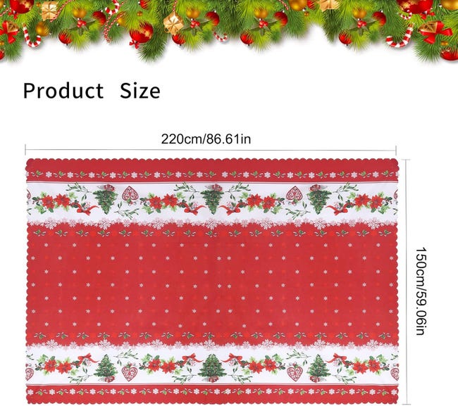 12 tovaglie natalizie in plastica per tavoli rettangolari, 137 x 12 tovaglie natalizie in plastica per tavoli rettangolari, 137 x