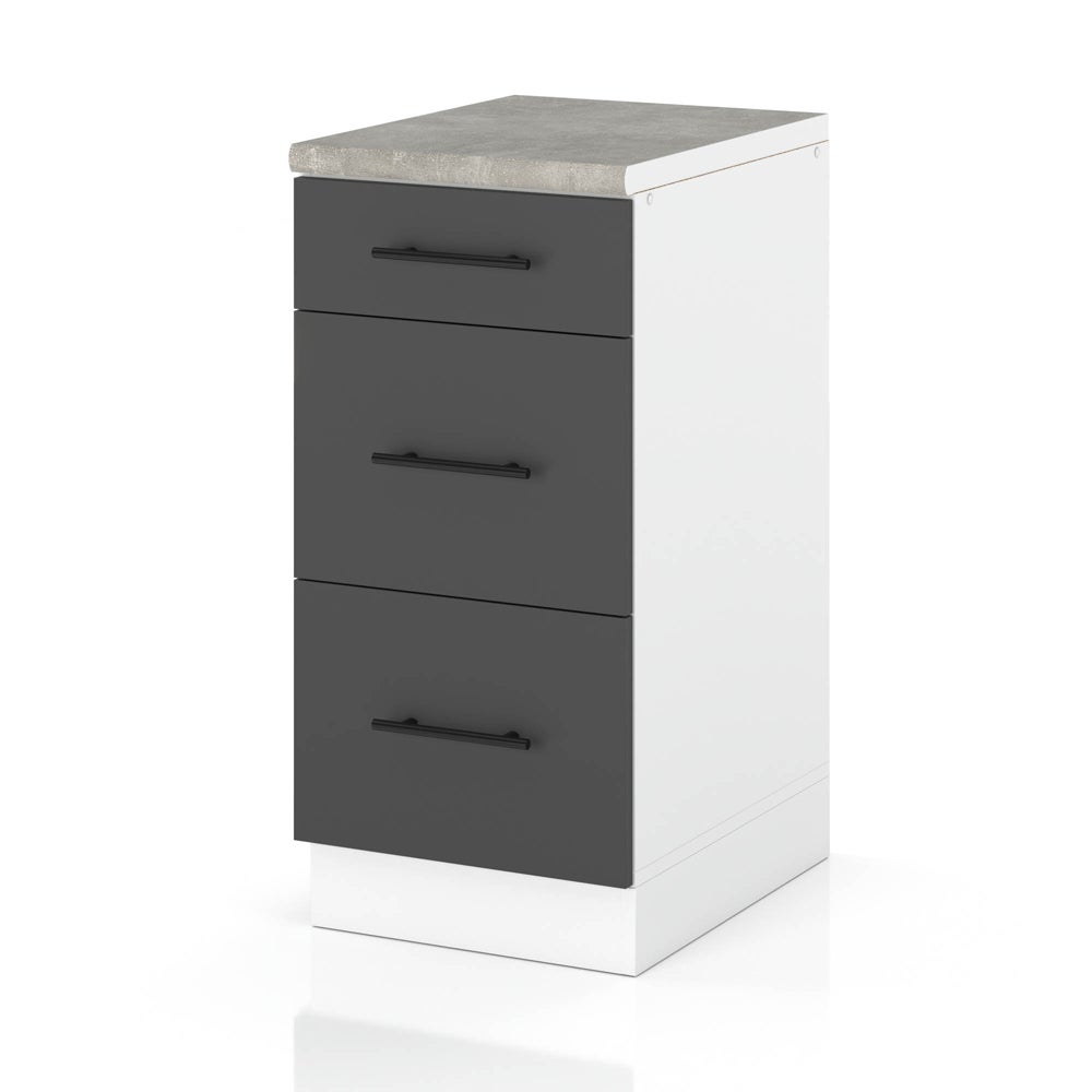 Szafka kuchenna stojąca z blatem 3 szuflady 40cm spremium szary mat